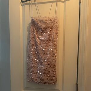 Free People Sequin/Velvet Strapless Dress
